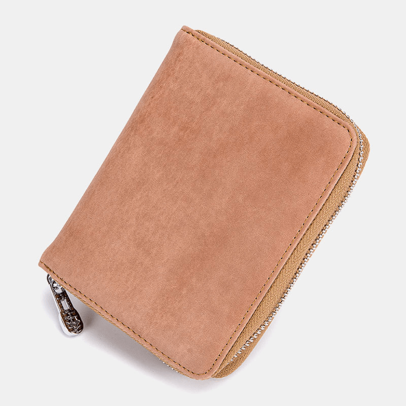 Women Genuine Leather RFID Anti-Theft Organ Design Milti-Card Slot Card Bag Card Holder Wallet - MRSLM