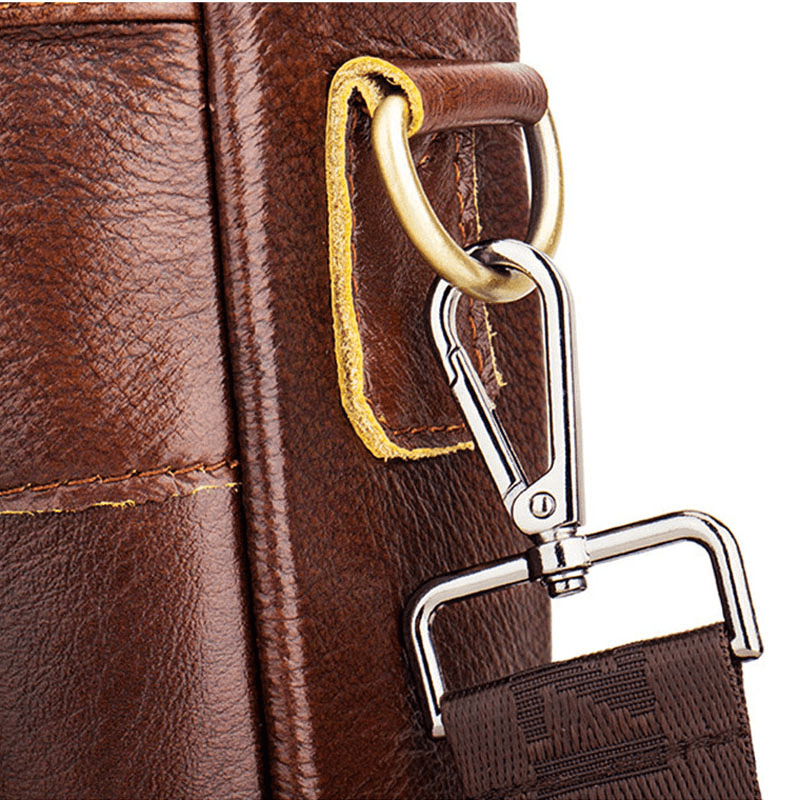 Cowhide Men'S Business Briefcase Leather Retro Messenger Bag Casual Business Bag Portable Briefcas - MRSLM