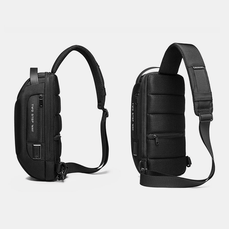 Men Oxford USB Charging Multi-Layers Waterproof Outdoor Crossbody Bag Chest Bag Sling Bag - MRSLM