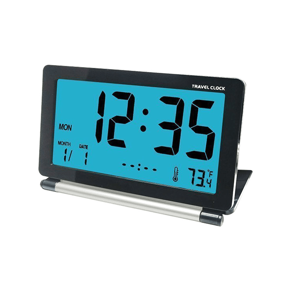 DC-12 Travel Alarm Clock LCD Mini Digital Desk Folding Electronic Alarm with Backlight - MRSLM