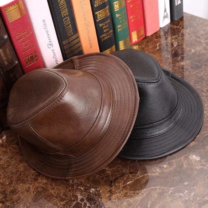 Men'S and Women'S Cowhide Hats with Big Eaves on the Street - MRSLM