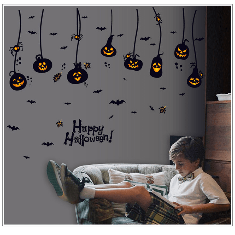 Halloween Waterproof PVC Wall Stickers Gothic Pumpkin Lantern Witch Pattern DIY Home Nursery Kid Room Decoration - MRSLM