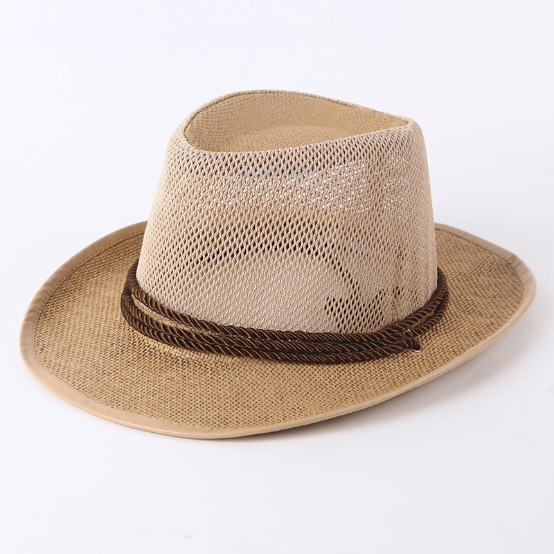 Outdoor Straw Hat Male Summer Seaside Beach Hat Western Cowboy Hat - MRSLM