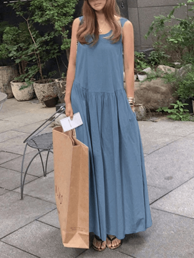 Retro European Bohemian Style round Neck Maxi Dress - MRSLM