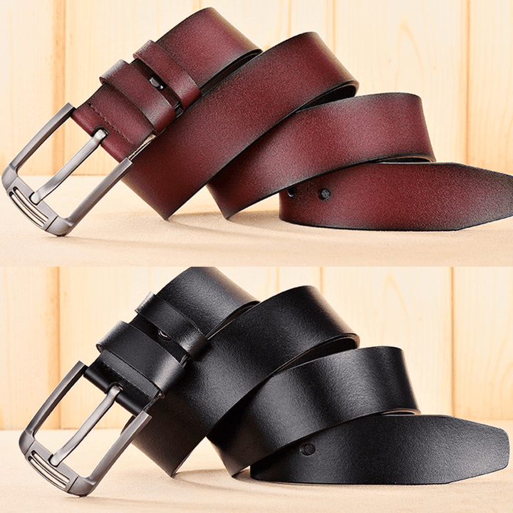 Men Genuine Leather 105/110/115/120/125/130Cm Retro Wild Pin Buckle Jeans Suits Cowhide Belt - MRSLM