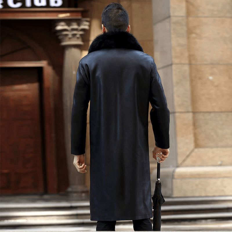 Men'S Lapel Fur One-Piece Over-The-Knee Jacket - MRSLM