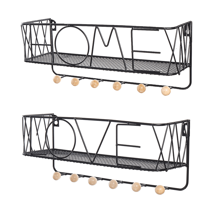 Iron Wall Mounting Shelf Hook Storage Rack Hanging Ledge Holder Home Decoration - MRSLM