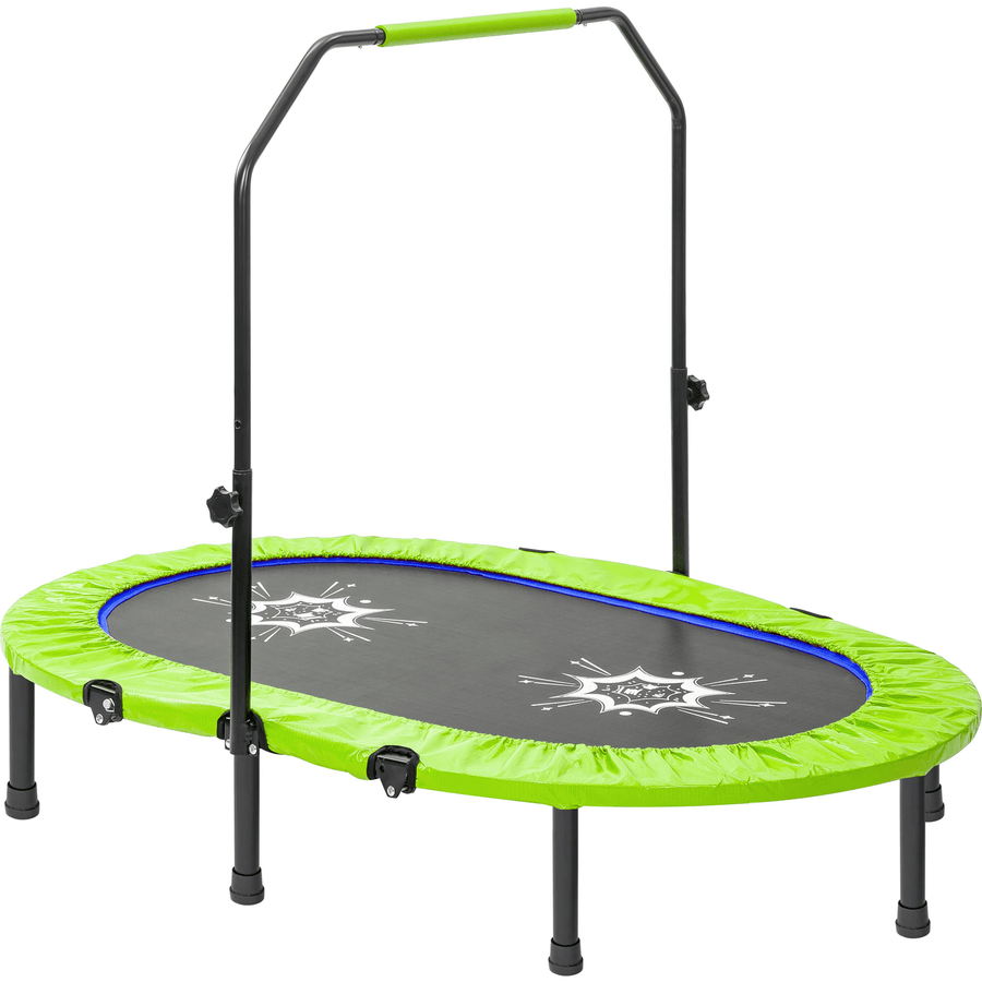 [US Direct]Bominfit Double Mini Trampoline with Adjustable Handrails Safety Cover Parent-Child Trampoline Jump Kids Adult Home Garden Exercise Tools - MRSLM
