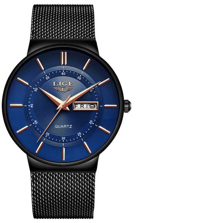 LIGE 9949 Business Style Full Steel Band Quartz Watch Waterproof Men Wrist Watch - MRSLM