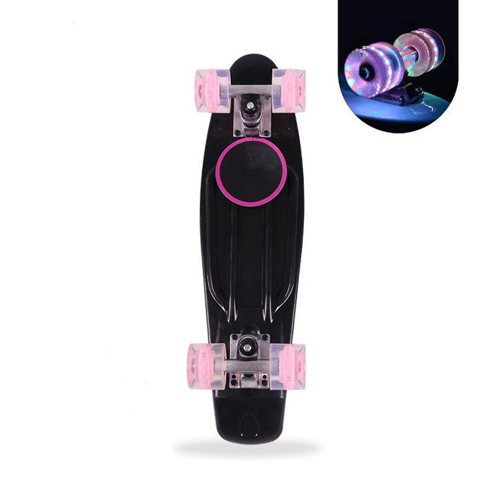 58X15Cm Cruiser Skateboard with ABEC-7 Bearing&Flashing Wheels Non-Slip Fish Board for Beginner＆Professional - MRSLM