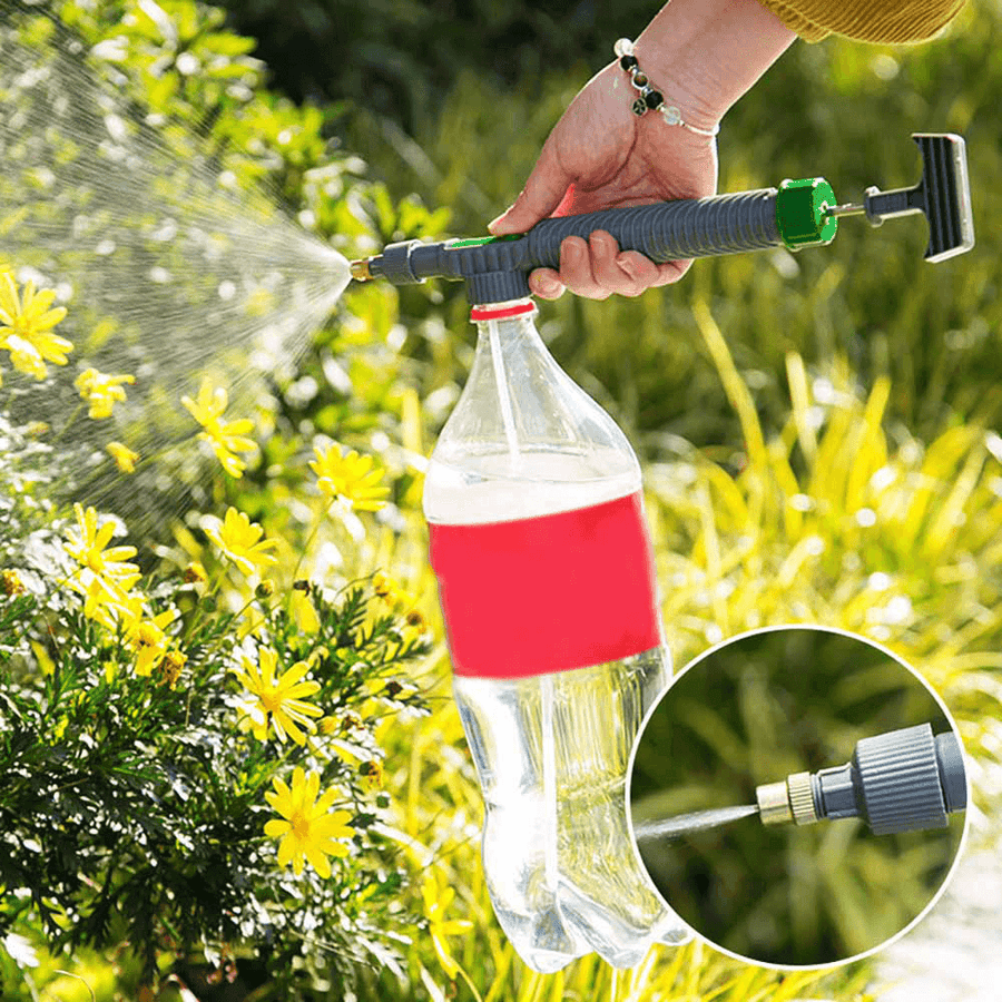 Portable High Pressure Air Pump Manual Sprayer Adjustable Drink Bottle Spray Head Nozzle Garden Watering Tool - MRSLM