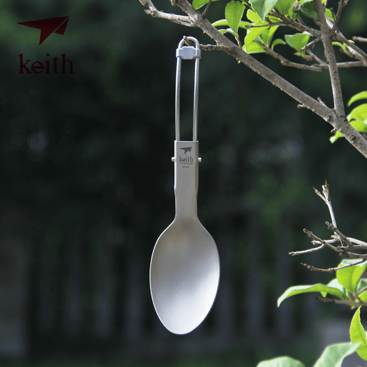 Keith Ti5315 Folding Titanium Spoon Ultralight 16G Outdoor Camping Travelling Foldable Tableware - MRSLM