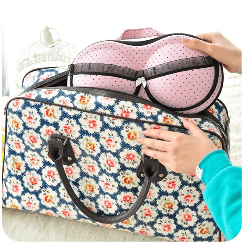 Large Capacity Creative Bra Underwear Storage Box Travel Bag Portable Organizer Bags with Net 32Cm - MRSLM