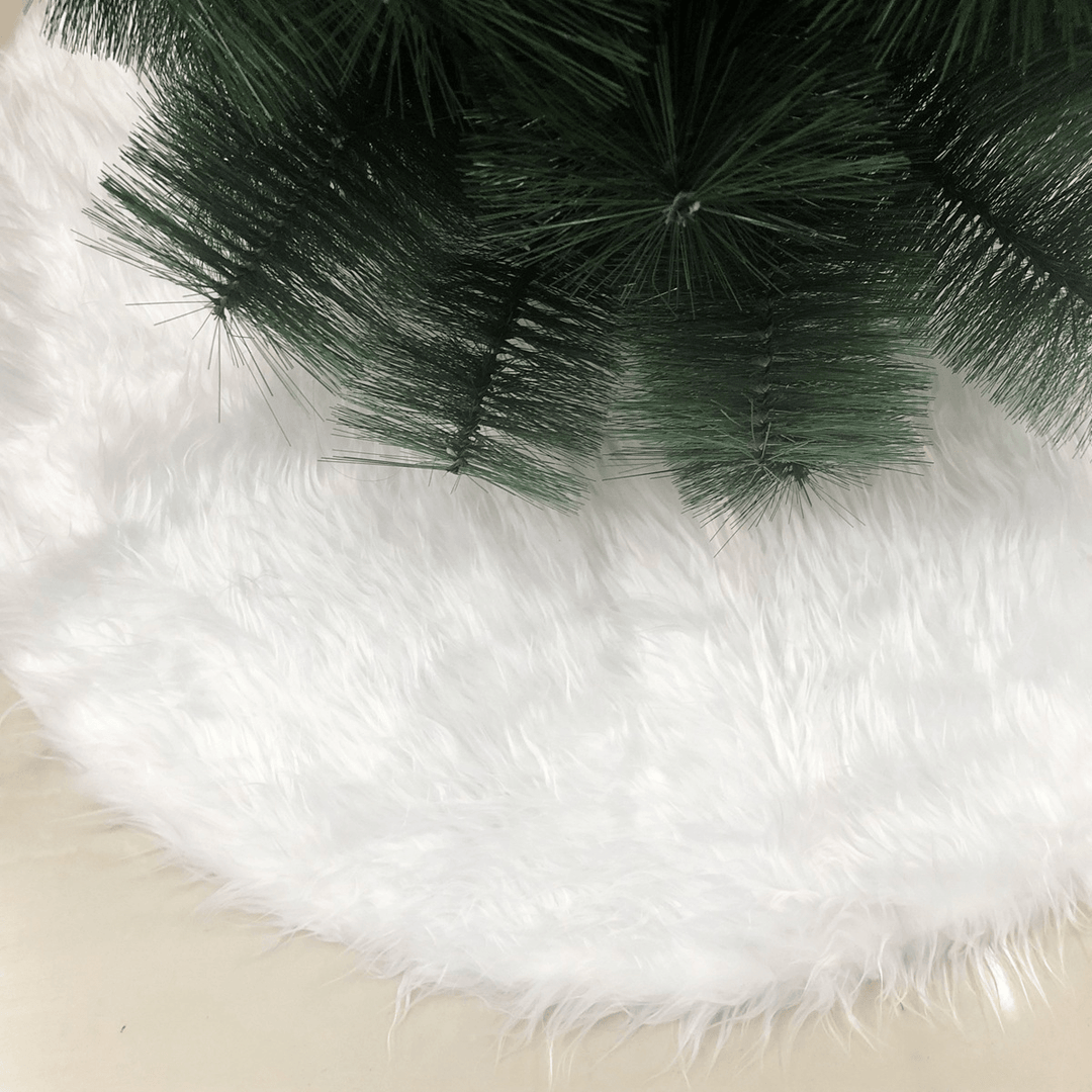 90Cm Snow Plush Christmas Tree Skirt Base Floor Mat Cover Christmas Party Decorations - MRSLM