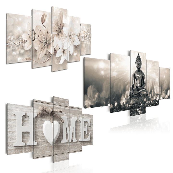 5 Panels Home Decorations Flowers Art Prints Picture Canvas Wall Unframed Paintings - MRSLM