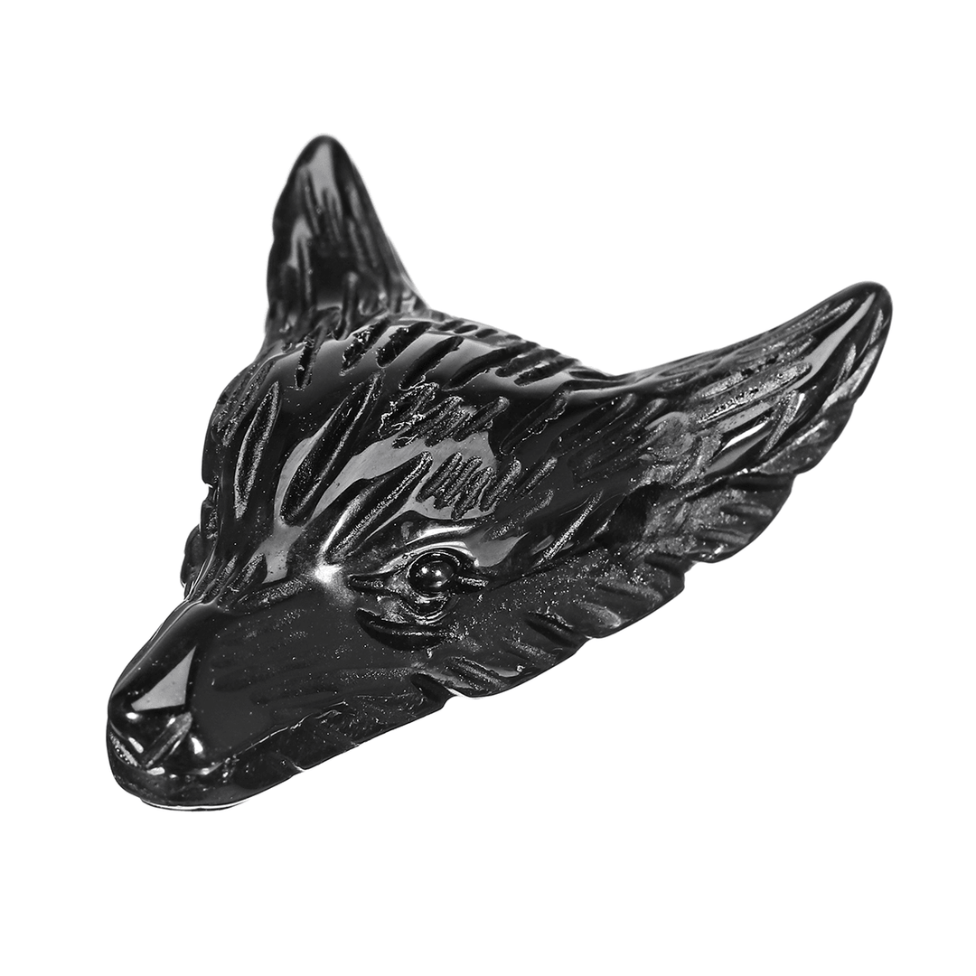 Natural Black Obsidian Wolf Head Pendant Necklace Jewelry Quartz Crystal Gift - MRSLM