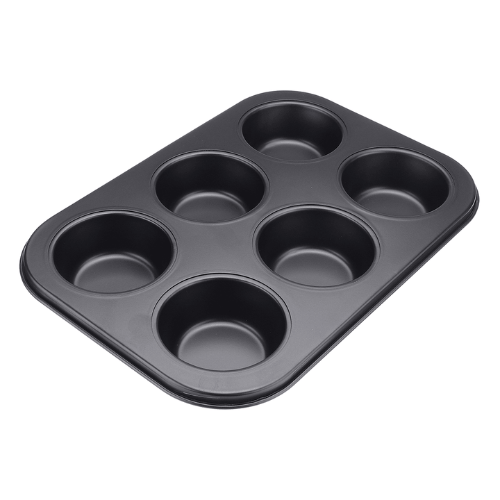 6Pc Muffin Pan Baking Cooking Tray Mould round Bake Cup Cake Gold/Black - MRSLM