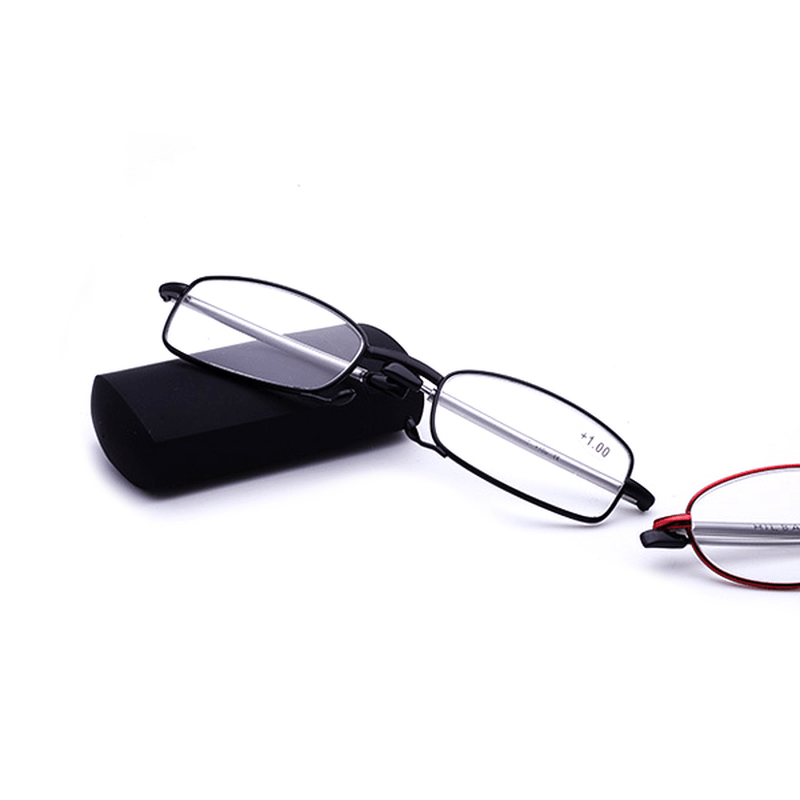 Women Men Portable Light Folding Circle Lens Reading Glasses Flexible Telescopic Presbyopic Glasses - MRSLM