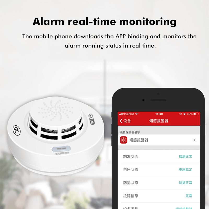 Wifi Smoke Detector Smoke Alarm APP Smoke Sensor - MRSLM