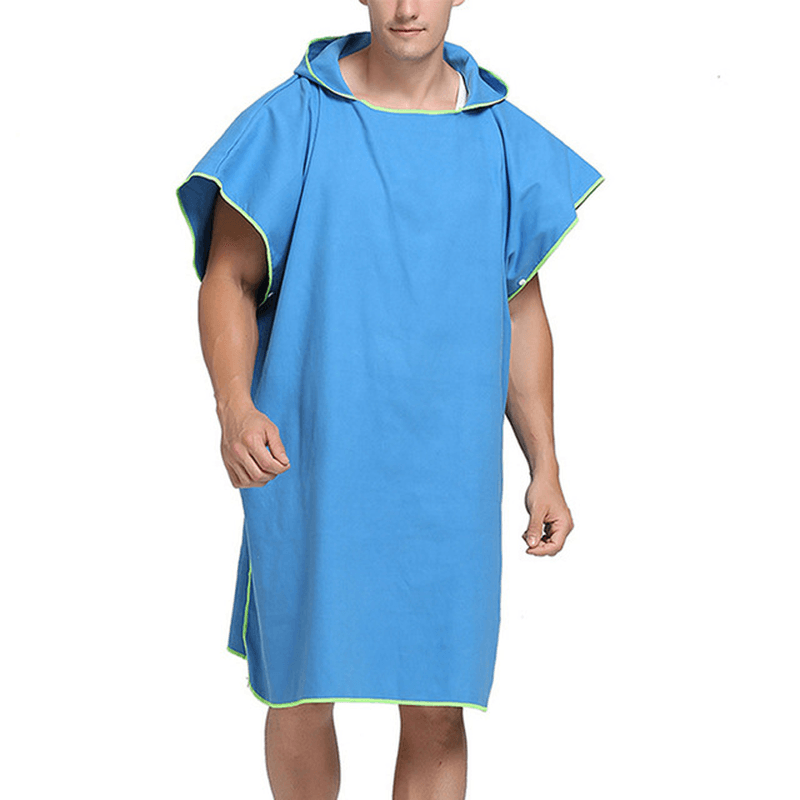 Adult Wearable Bathrobe Beach Towel Quick Drying Hooded Changing Robe Sunscreen Cloak Bath Towel Poncho Microfiber Surf Swimsuit Cloak - MRSLM