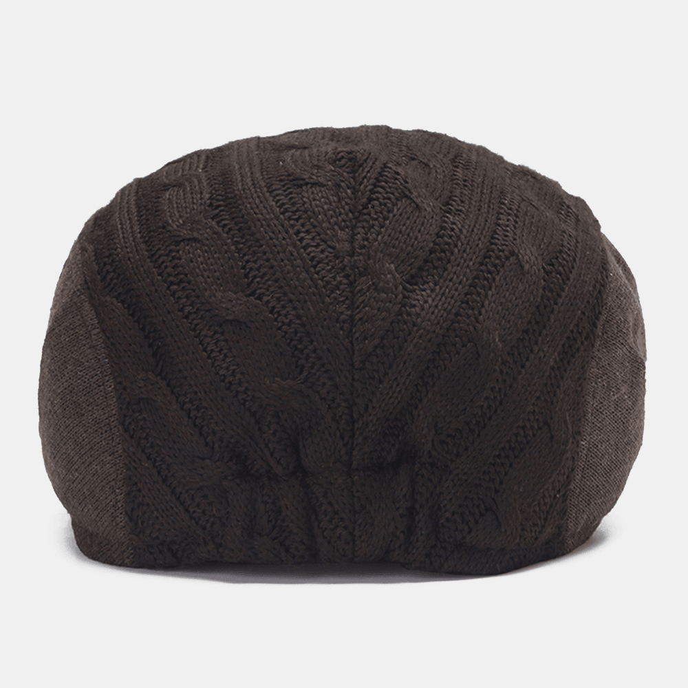 Men Cotton Mesh Breathable Knitted Caps Outdoor Casual Warm Sunshade Beret Cap Flat Hat Forward Cap - MRSLM