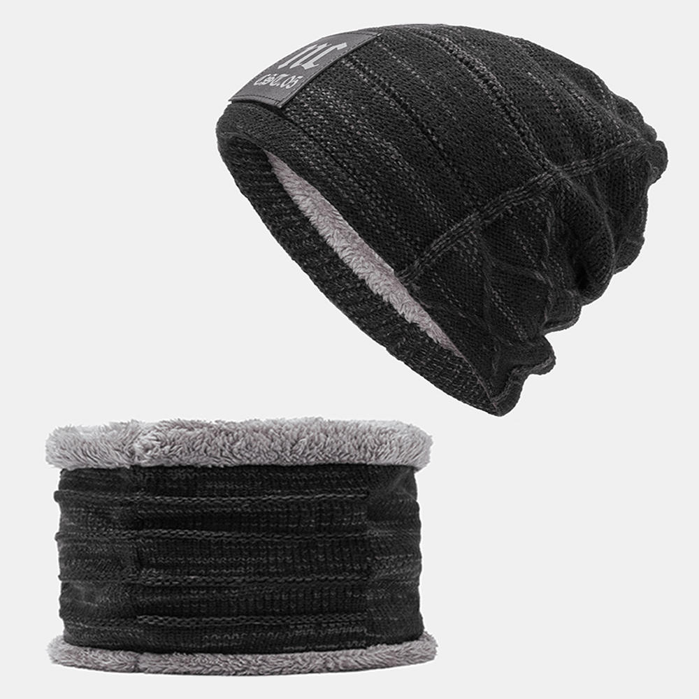 Knitted Wool Cap and Velvet Padded Hood [Hat Collar] Two-Piece Suit Beanie - MRSLM