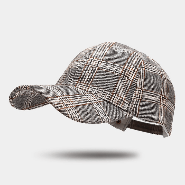 Unisex Cotton Curved Brim Colored Lattice Pattern Baseball Cap Outdoor Casual Sunshade Hat - MRSLM