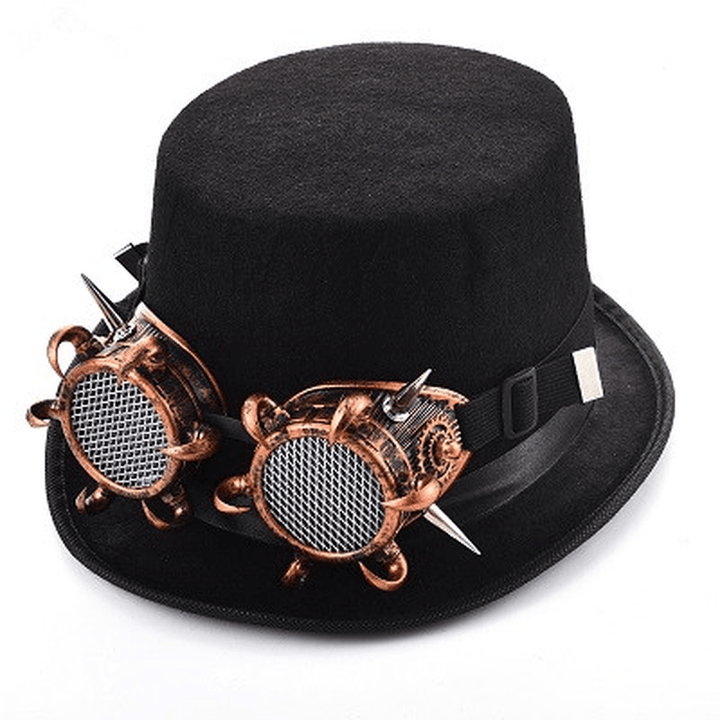 Steampunk Rivet Glasses Top Hat Goth Punk Magic Hat Retro Clothing Accessories - MRSLM