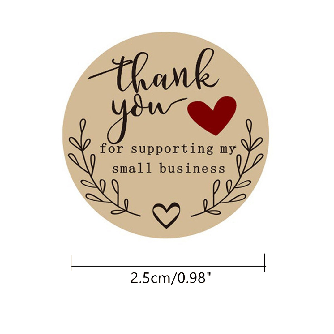 500Pcs/Roll 25Mm Thank You round Sticker Wedding Flower Gift Self-Adhesive Label - MRSLM