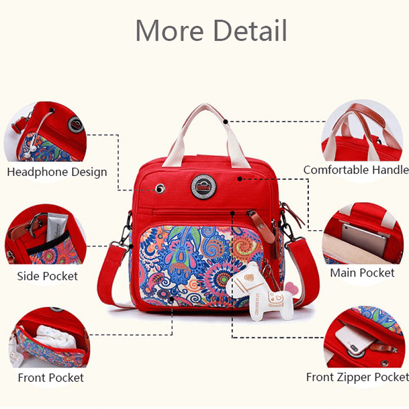 Women Canvas Large Capacity Light Weight Multifunction Travel Outdooors Crossboby Bag Backpack - MRSLM