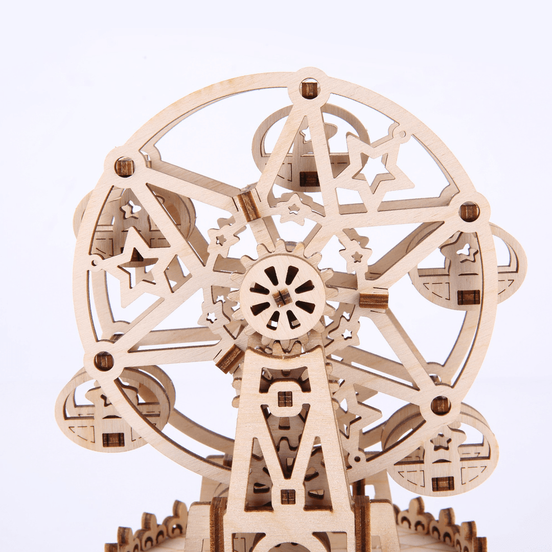 3D Wooden Ferris Wheel Puzzle Music Box DIY Assembly Toys Creative Gift - MRSLM