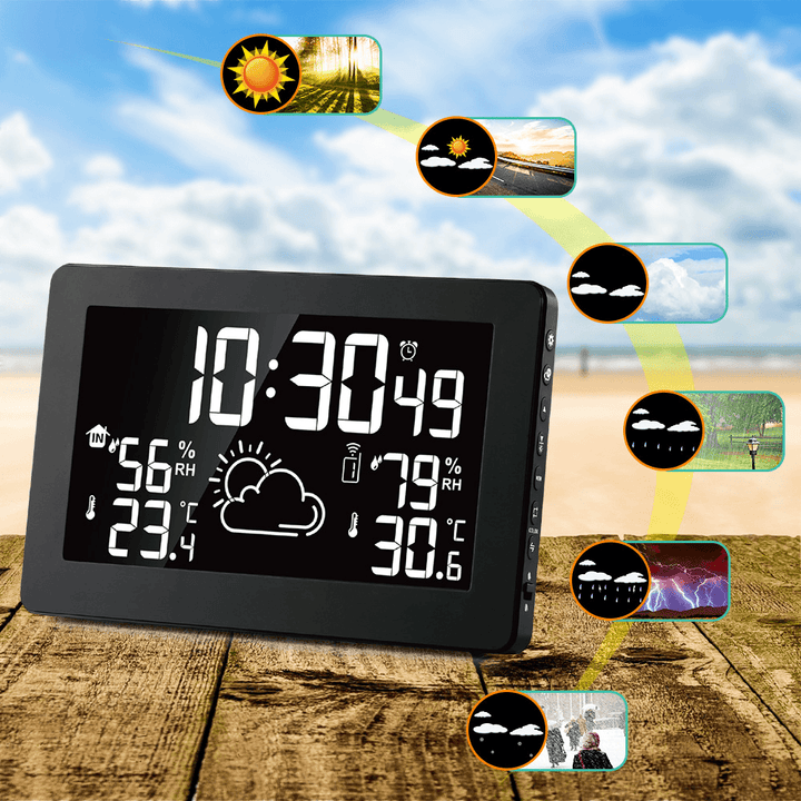 Protmex PT3378A Weather Station Indoor and Outdoor Wireless Digital Weather Thermometer Barometer Alarm Clock - MRSLM