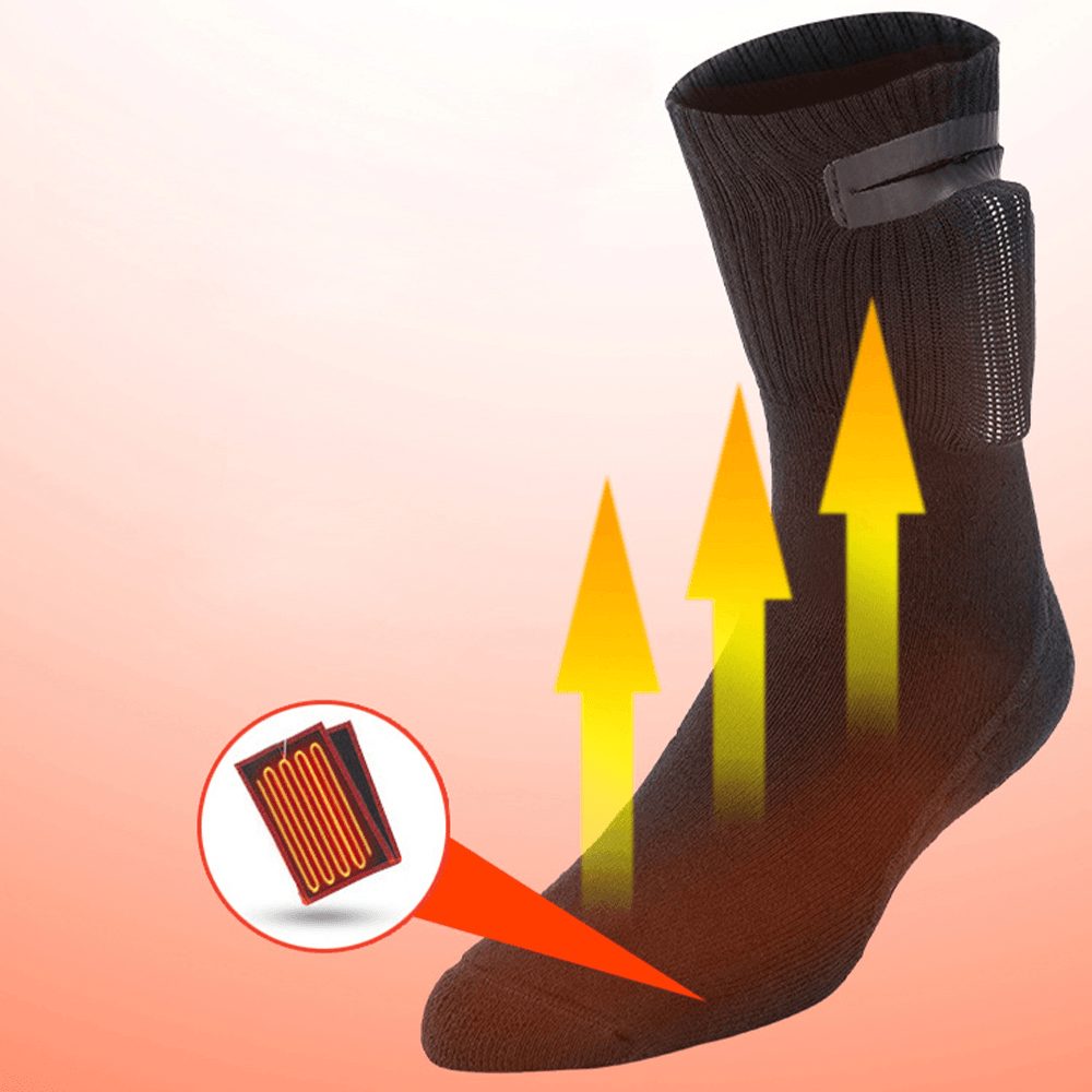 Men Cotton Rapid Heating USB Charging Keep Warm Winter Outdoor Foot Warmer Heated Tube Socks - MRSLM