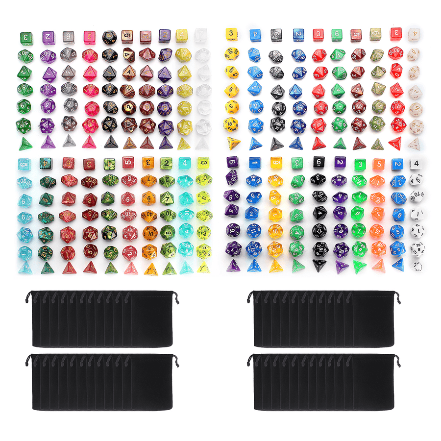 140Pcs/280Pcs Polyhedral Dices for Dungeons & Dragons Desktop Games with Storage Bags - MRSLM