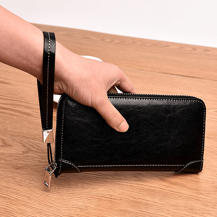 Men Retro PU Long Wallet Card Holder 5.5 Inches Phone Bag - MRSLM