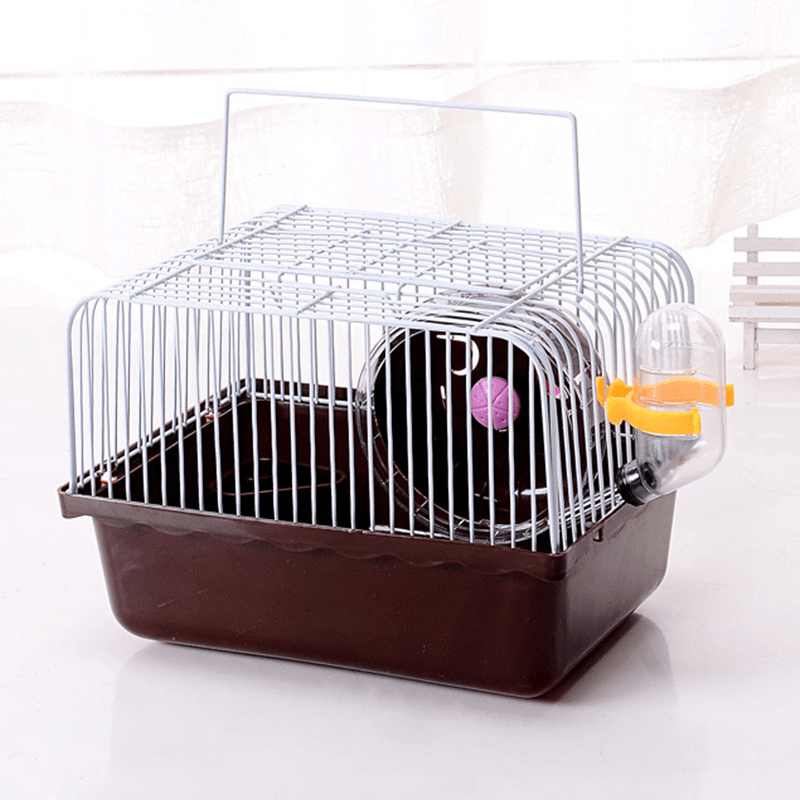 Pet Hamster Cage with Running Wheel Water Bottle Food Basin House Mice Home Habitat Decorations - MRSLM