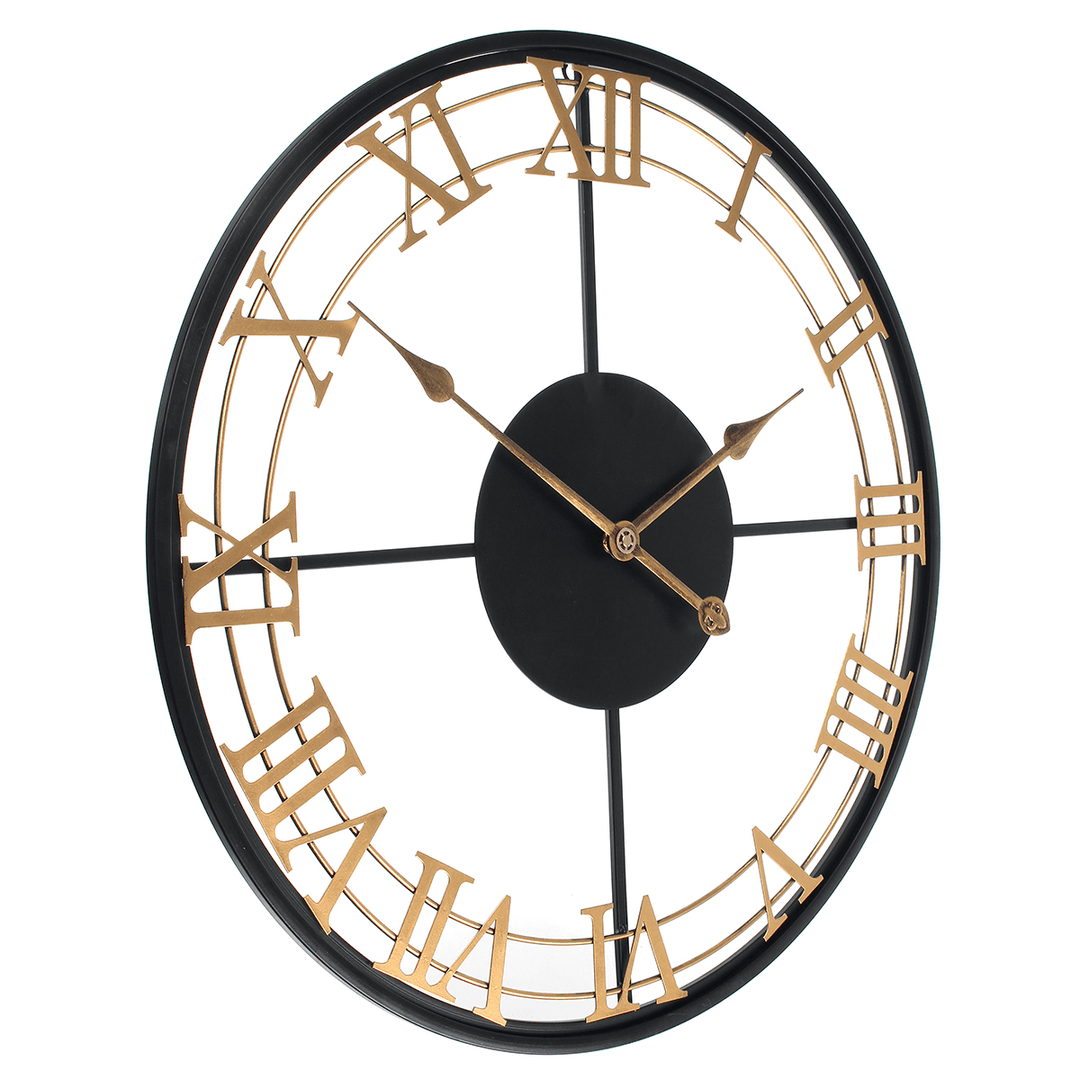 Iron round Art Wall Clock Creative European Style Clock for Home Living Room Wall Hanging Decoration - MRSLM