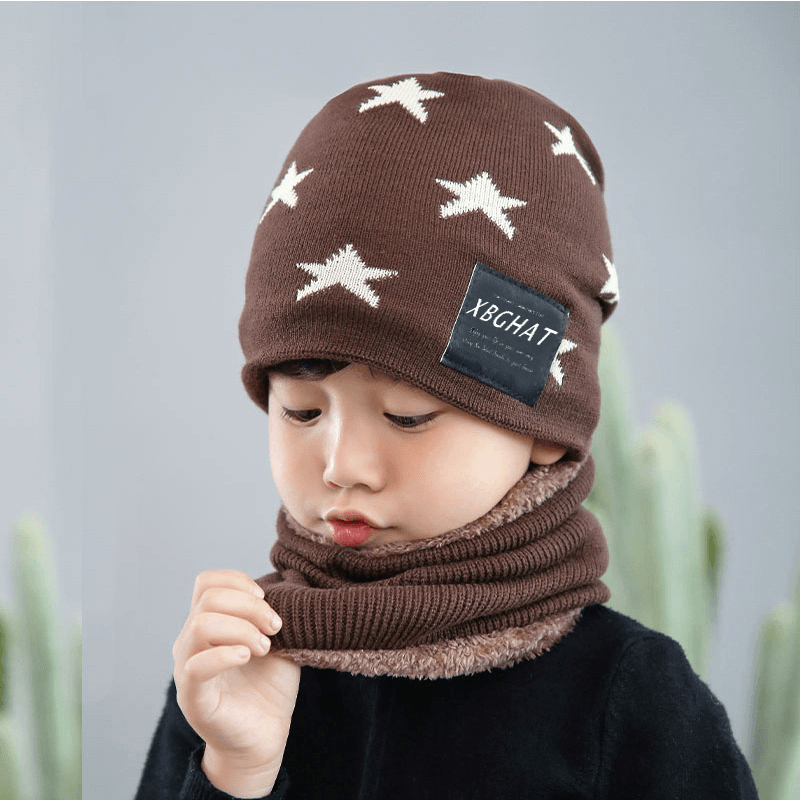 Five Pointed Star Woolen Hat Autumn and Winter Warm Knitted Parent Child Hat - MRSLM