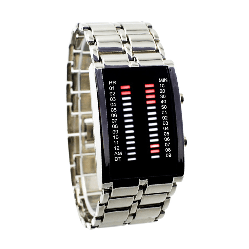 Binary LED Display Men Business Luminous Waterproof Electronic Digital Watches - MRSLM