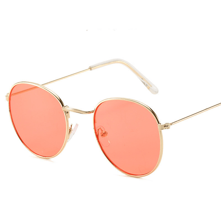 Retro Oval Small Frame Personality Sunglasses Men and Women Vacation Beach Metal Glasses - MRSLM