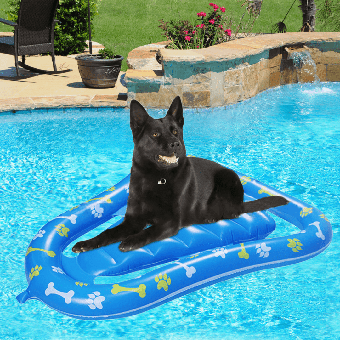 PVC Inflatable Pet Dual-Use Person/Dog Floating Bed Blowing Air Floating Row Pet Floating Bed Elastic Comfortable Swimming Floating Bed - MRSLM