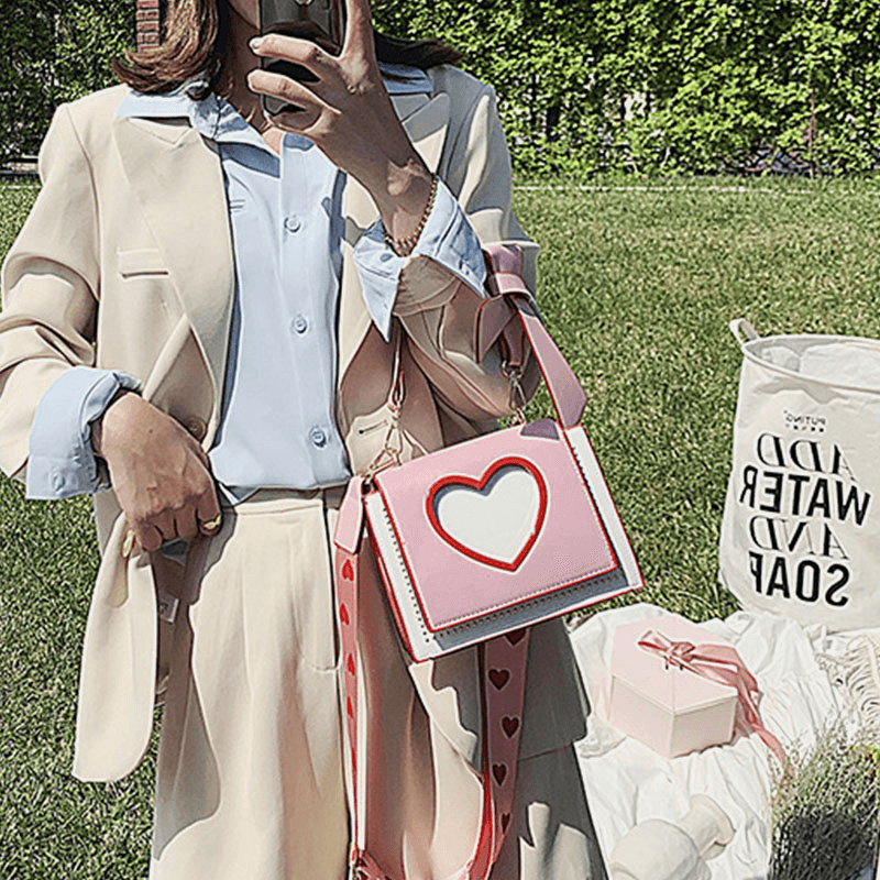 Women Valentine'S Day Hollow Out Love Embroidered Crossbody Bag Shoulder Bag Handbag - MRSLM
