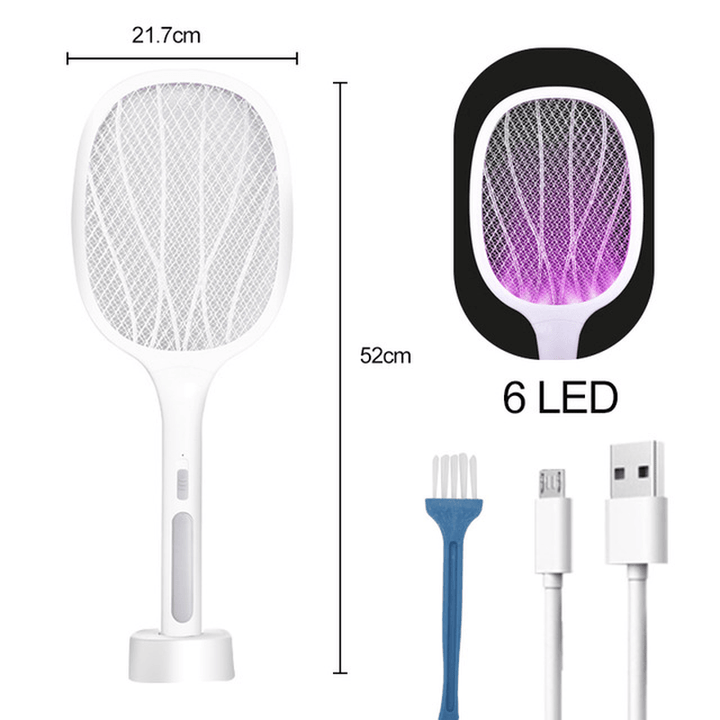 2 in 1 6/10 LED Mosquito Killer Lamp 3000V Electric Mosquito Swatter USB Rechargeable Insect Mosquito Repellent Trap - MRSLM