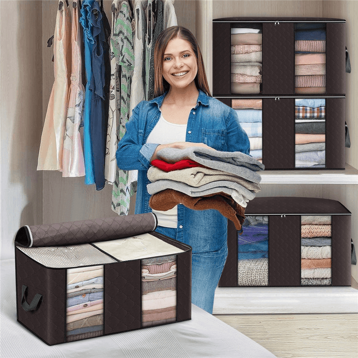 KING DO WAY 4 Pcs Clothes Storage Bags Ziped Underbed Wardrobe Closet Boxes Closet Organizer Home Outdoor Travel - MRSLM