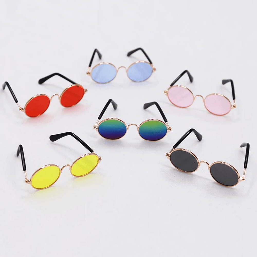 Trendy Dog Pet Glasses Lovely Vintage round Cat Sunglasses Reflection Eye Wear Glasses for Small Dog Cat Pet Photos Props - MRSLM