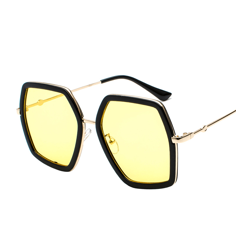 Multicolor Square Frame Sunglasses Metal Frame Sunglasses - MRSLM