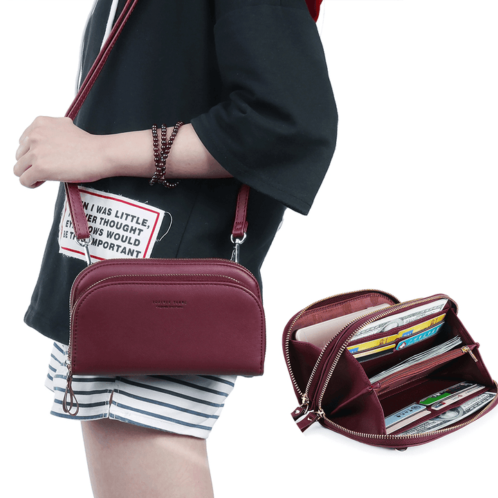 Pierre Loues Women Solid 8 Card Slot Card Bag Multi-Slot Phone Bag Leisure Crossbody Bag - MRSLM