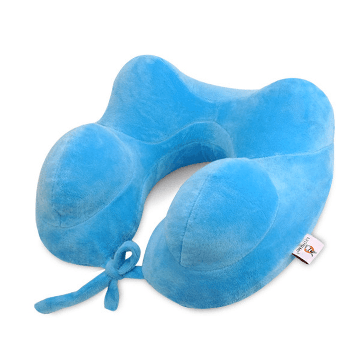 Ipree® Inflatable U Shape Cotton Neck Pillow Headrest Cushion Travel Airplane Sleep Rest - MRSLM