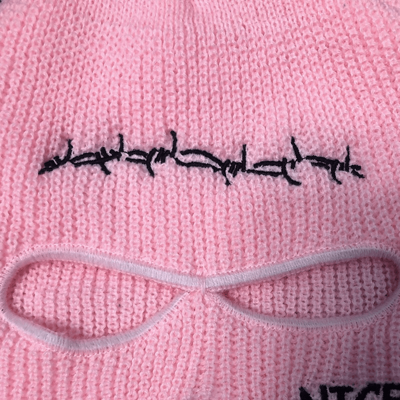 Solid Color Three-Hole Wool Knitted Hat Letters - MRSLM