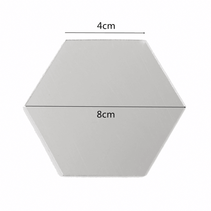 12Pcs 8Cm Mirror Wall Sticker Hexagon Removable Acrylic 3D Mirror DIY Home Room Decor Art - MRSLM